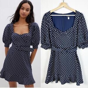 Hutch NWT by Anthropologie Women’s Jenessa Floral Flounce Mini Dress Navy Blue 8